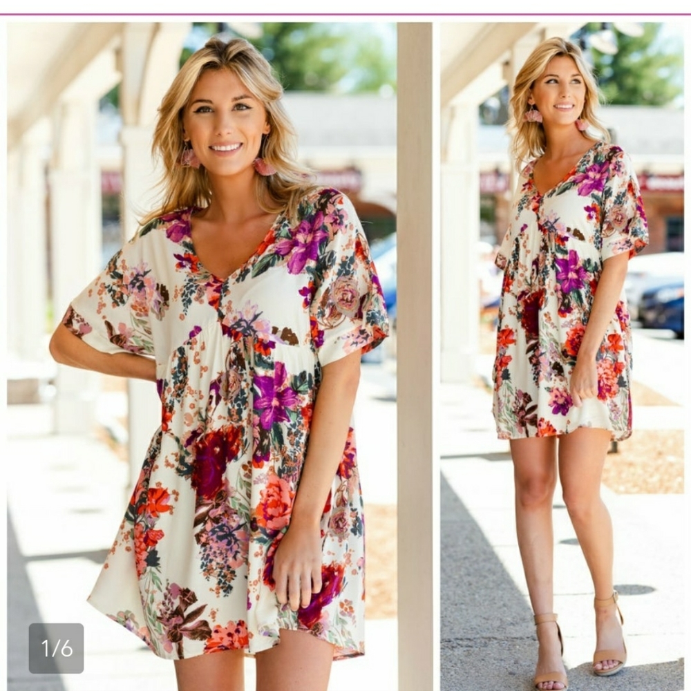 Fun summer swing dress women's medium above knee